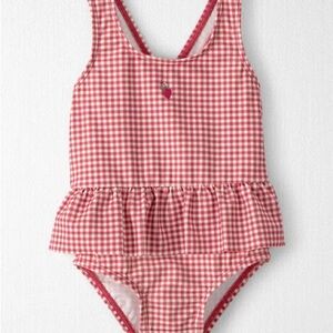 Baby girl little planet gingham swimsuit